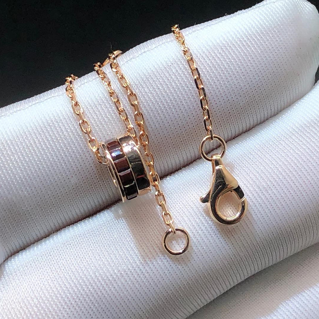 Boucheron Quatre Classique 18k Yellow Gold Rose Gold Brown PVD Mini Pendant Necklace JPN00648