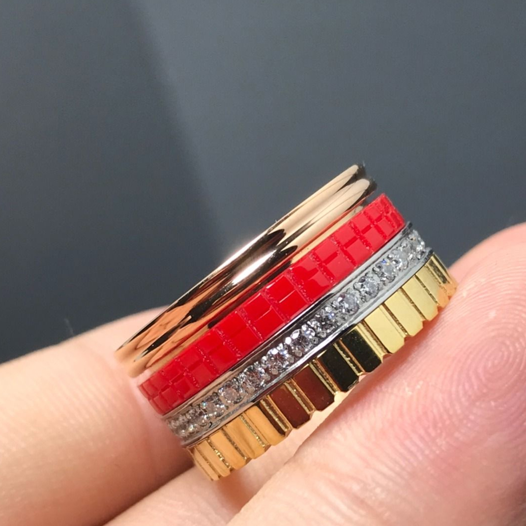 Boucheron Quatre Red Ceramic Edition 18k Gold Diamonds Large Ring JRG03021