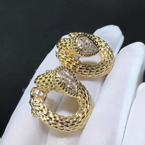 Boucheron Serpent Bohème 18k Yellow Gold Diamond S Motif Hoop Earrings JCO04CAB01