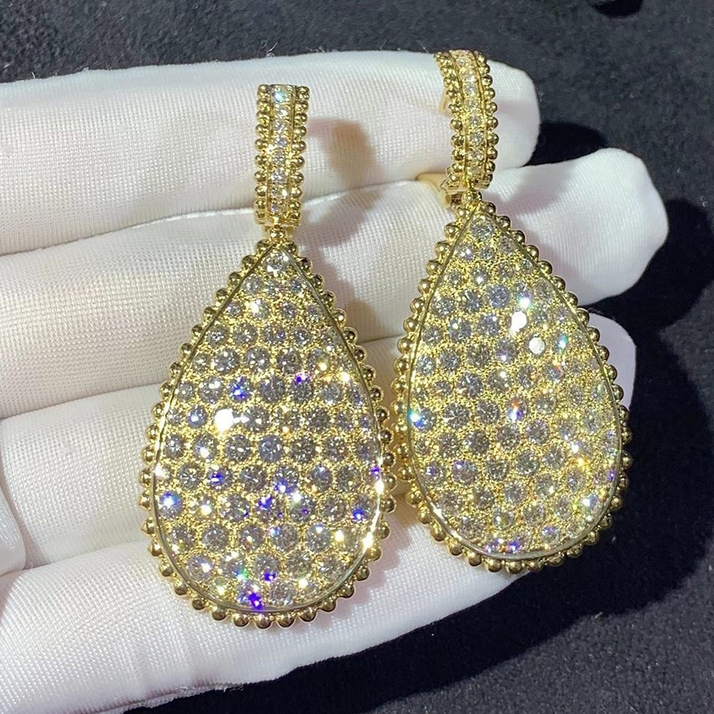 Boucheron Serpent Bohème 18k Yellow Gold Pave Diamonds Sleepers Drop Earrings JCO01448