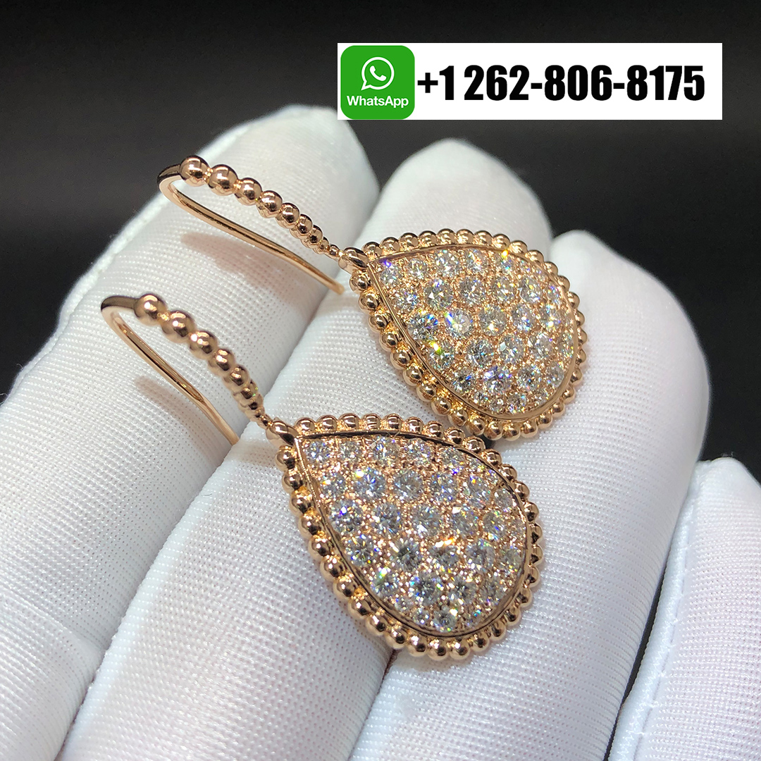 Boucheron Serpent Bohème L Motif 18k Rose Gold Diamond Drop Earrings