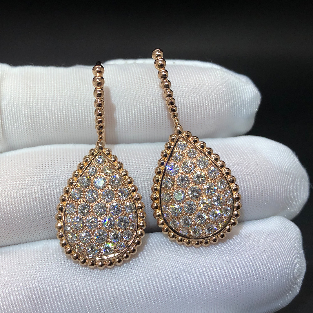 Boucheron Serpent Bohème L Motif 18k Rose Gold Diamond Drop Earrings