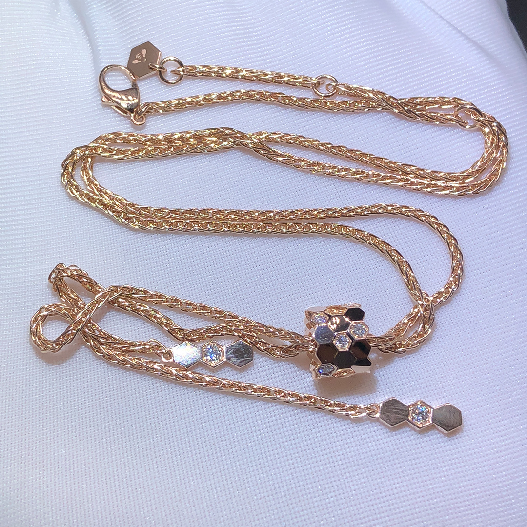 Chaumet Bee My Love 18k Rose Gold Diamonds Pendant Necklace 085201