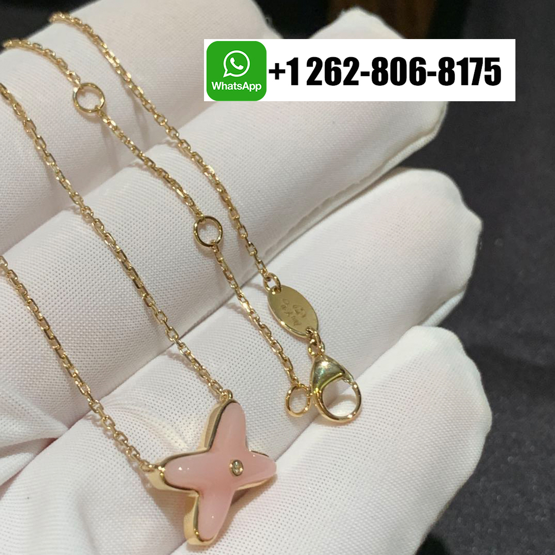 Chaumet Jeux de Liens Pink Opal 18k Yellow Gold Diamond Pendant Necklace