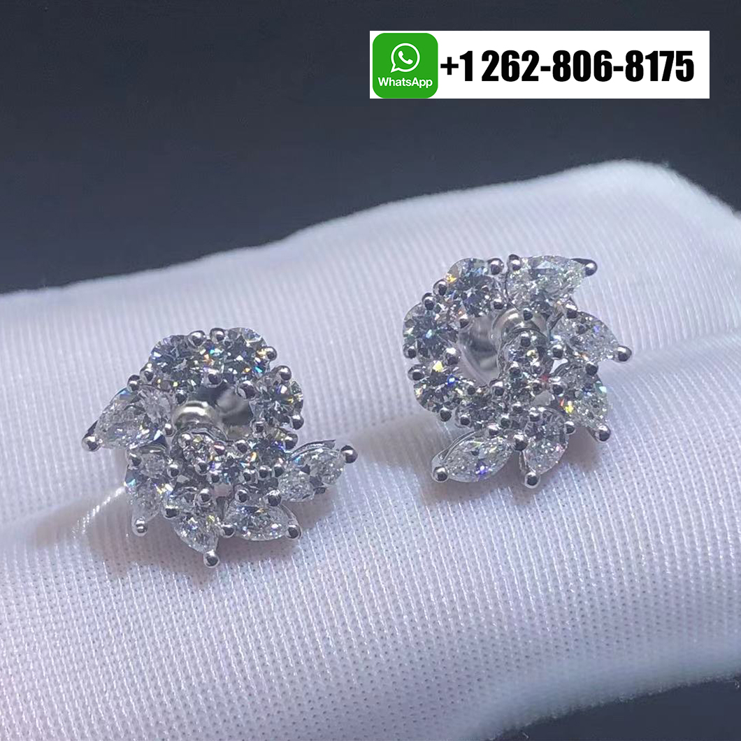 Harry Winston Platinum Garland Cluster Large Diamond Earrings EADPCLLGOC