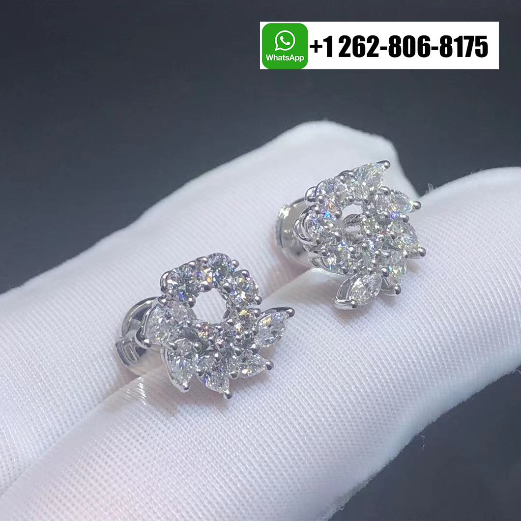 Harry Winston Platinum Garland Cluster Large Diamond Earrings EADPCLLGOC