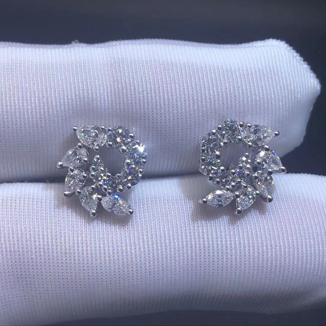 Harry Winston Platinum Garland Cluster Large Diamond Earrings EADPCLLGOC