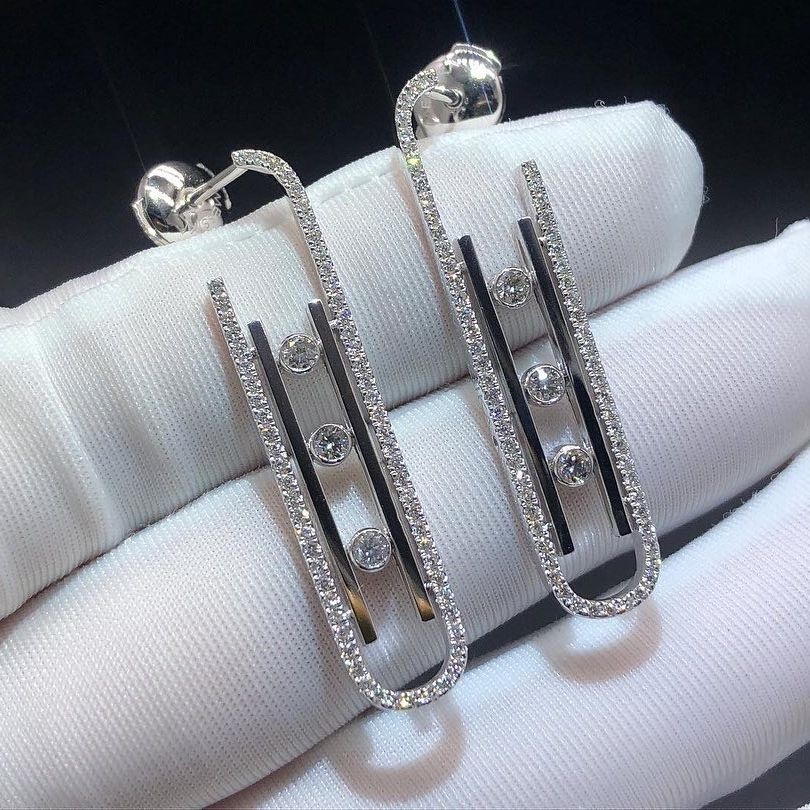 Messika 18k White Gold Diamond Boucles d’oreilles Move 10th SM Earrings 10811-WG