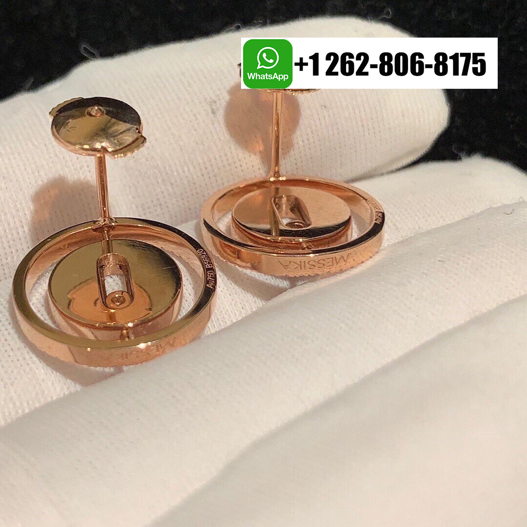Messika Lucky Move Diamonds 18k Rose Gold Mother of Pearl Stud Earrings
