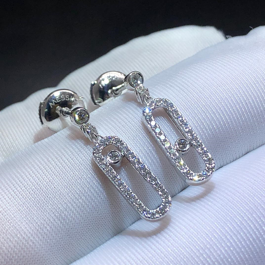 Messika Move Uno Pave Diamond 18K White Gold Drop Earrings