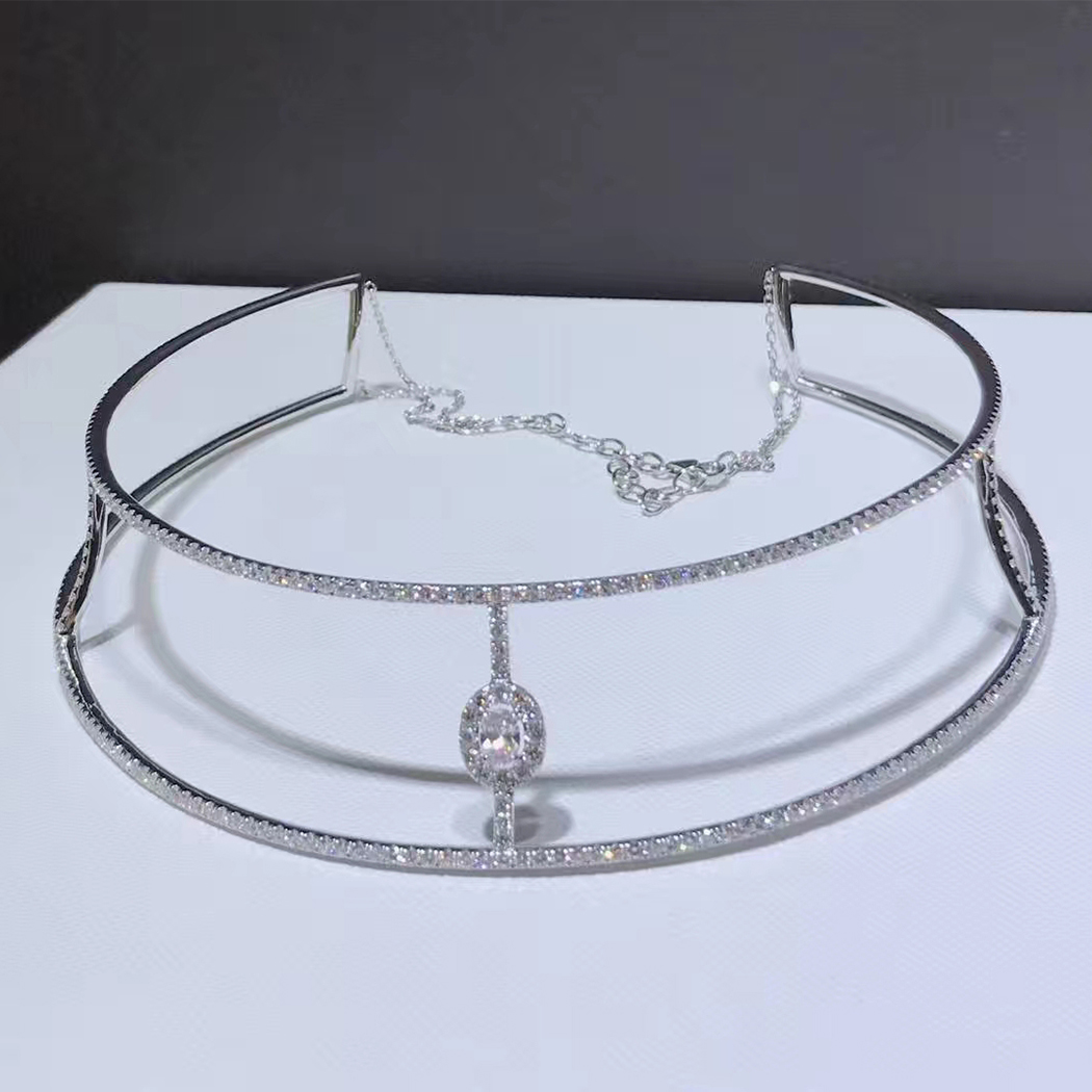 Messika Glam’Azone Skinny Pavé Diamond 18k White Gold Choker Necklace