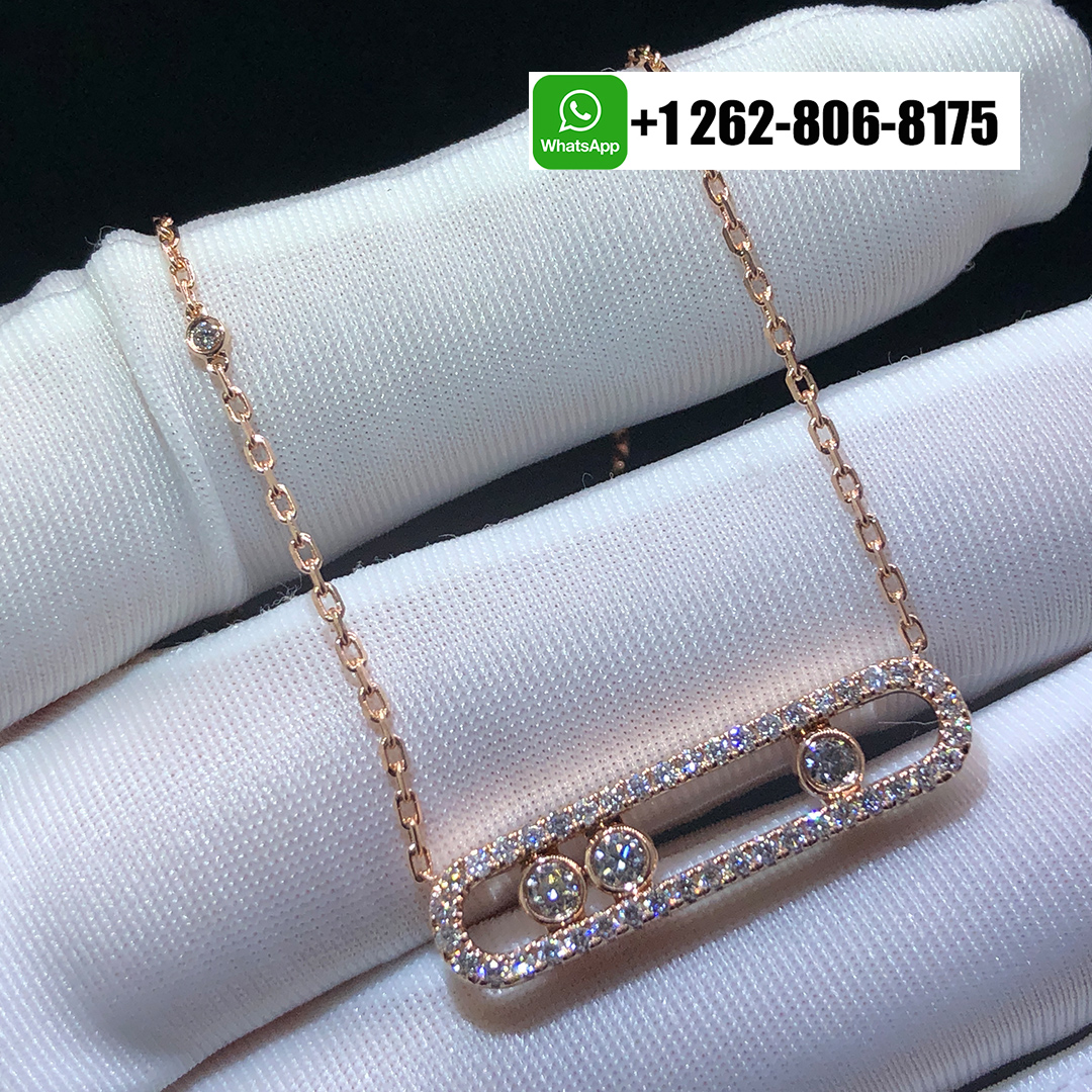 Messika Move Pavé Diamond 18k Pink Gold Necklace
