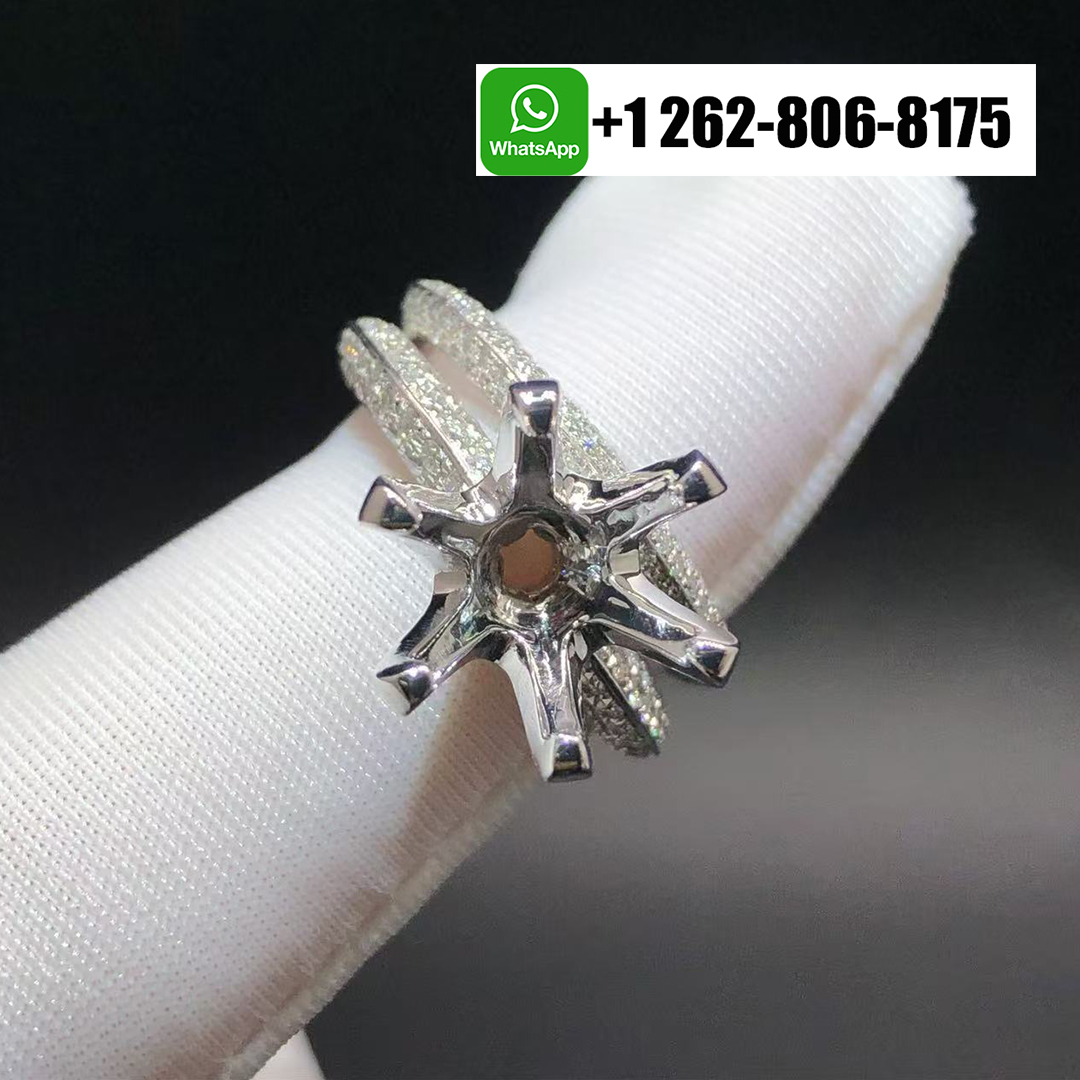 The Tiffany Setting Platinum Pavé Diamond Band Pavé Engagement Six Prongs Mounting Ring