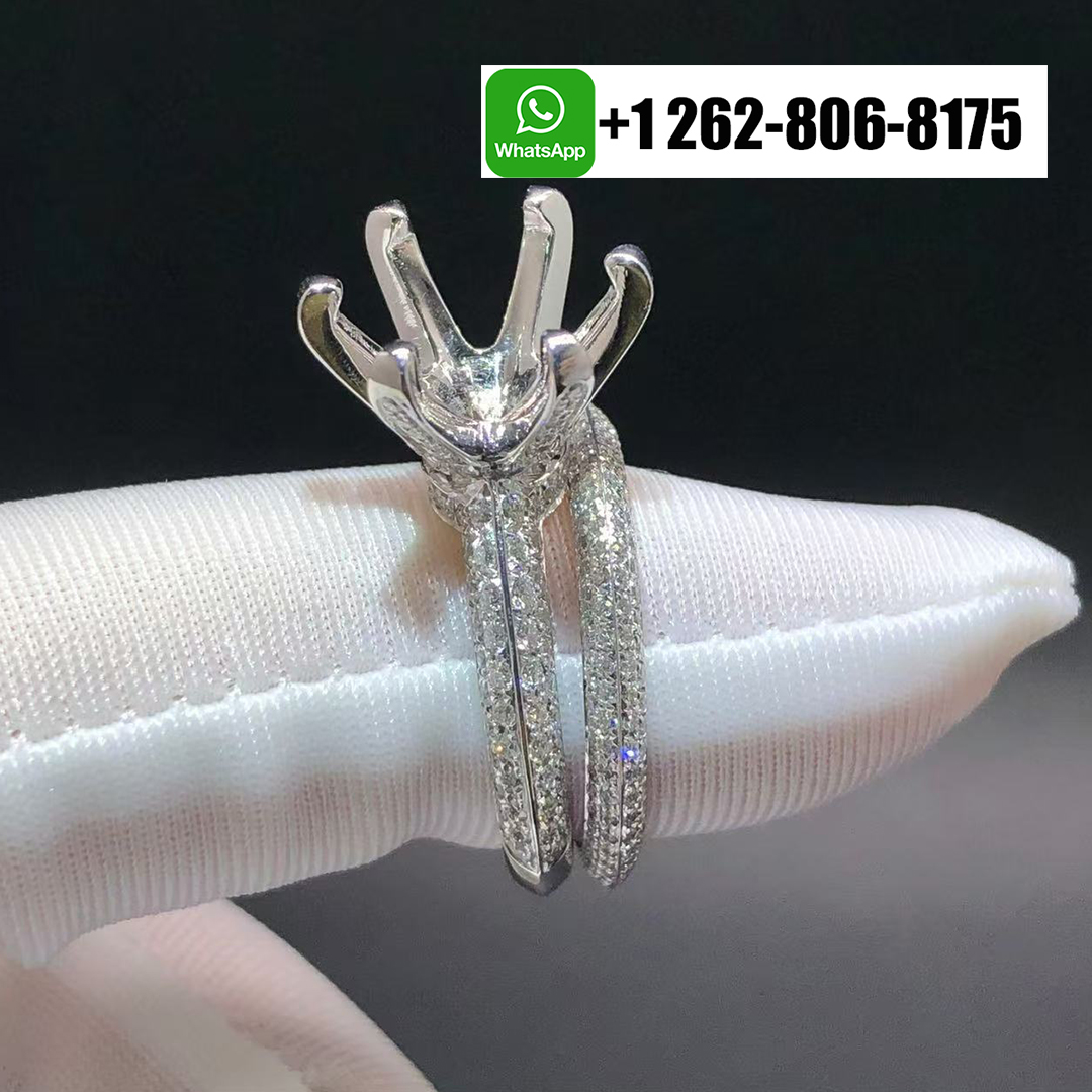 The Tiffany Setting Platinum Pavé Diamond Band Pavé Engagement Six Prongs Mounting Ring