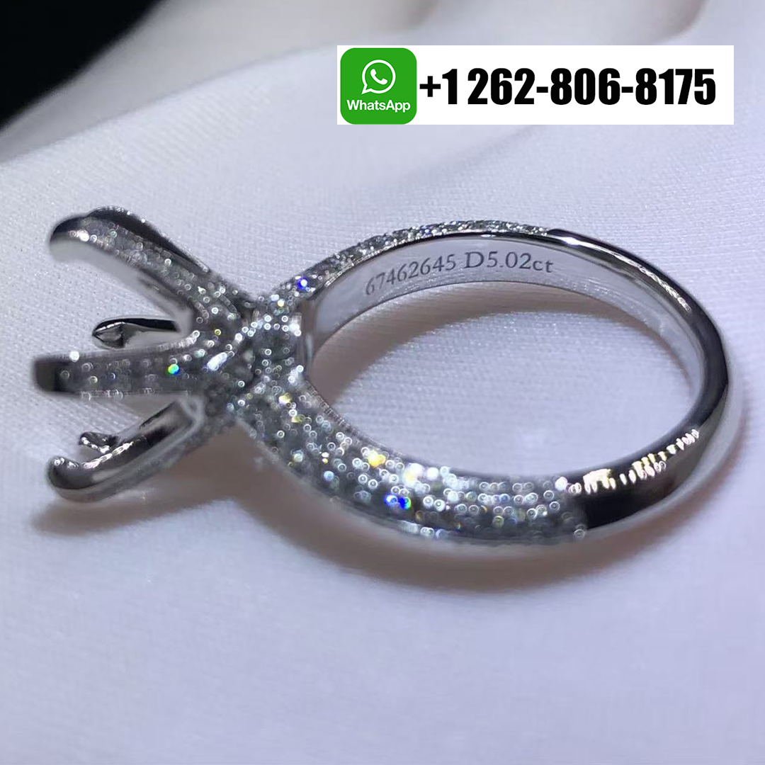 The Tiffany Setting Platinum Pavé Diamond Band Pavé Engagement Six Prongs Mounting Ring