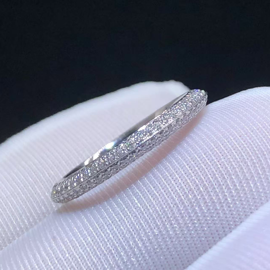 Tiffany & Co. Platinum 2.4mm Pave Diamonds Wedding Band Ring