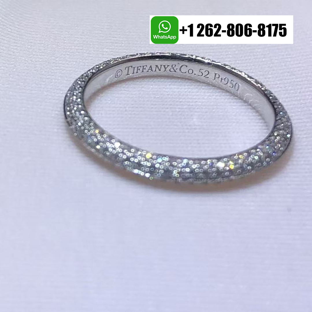 Tiffany & Co. Platinum 2.4mm Pave Diamonds Wedding Band Ring