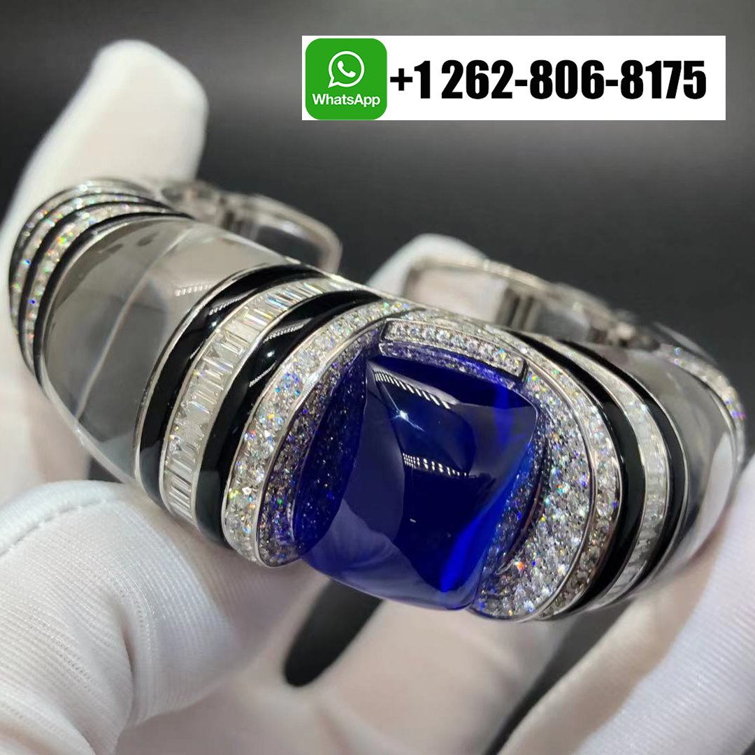 Cartier 18k White Gold Diamonds Tanzanite Rock Crystal Onyx High Jewellery Bracelet HP601226