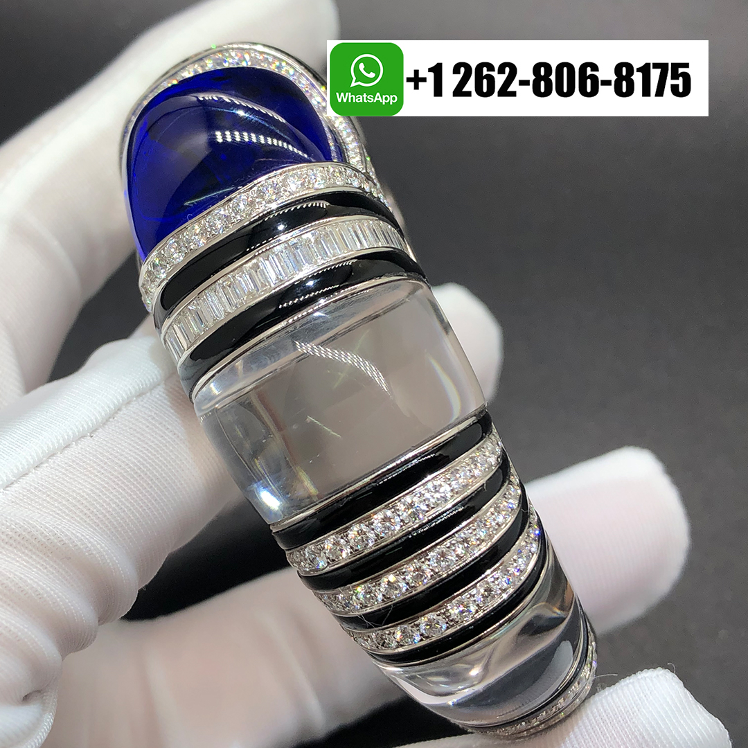 Cartier 18k White Gold Diamonds Tanzanite Rock Crystal Onyx High Jewellery Bracelet HP601226