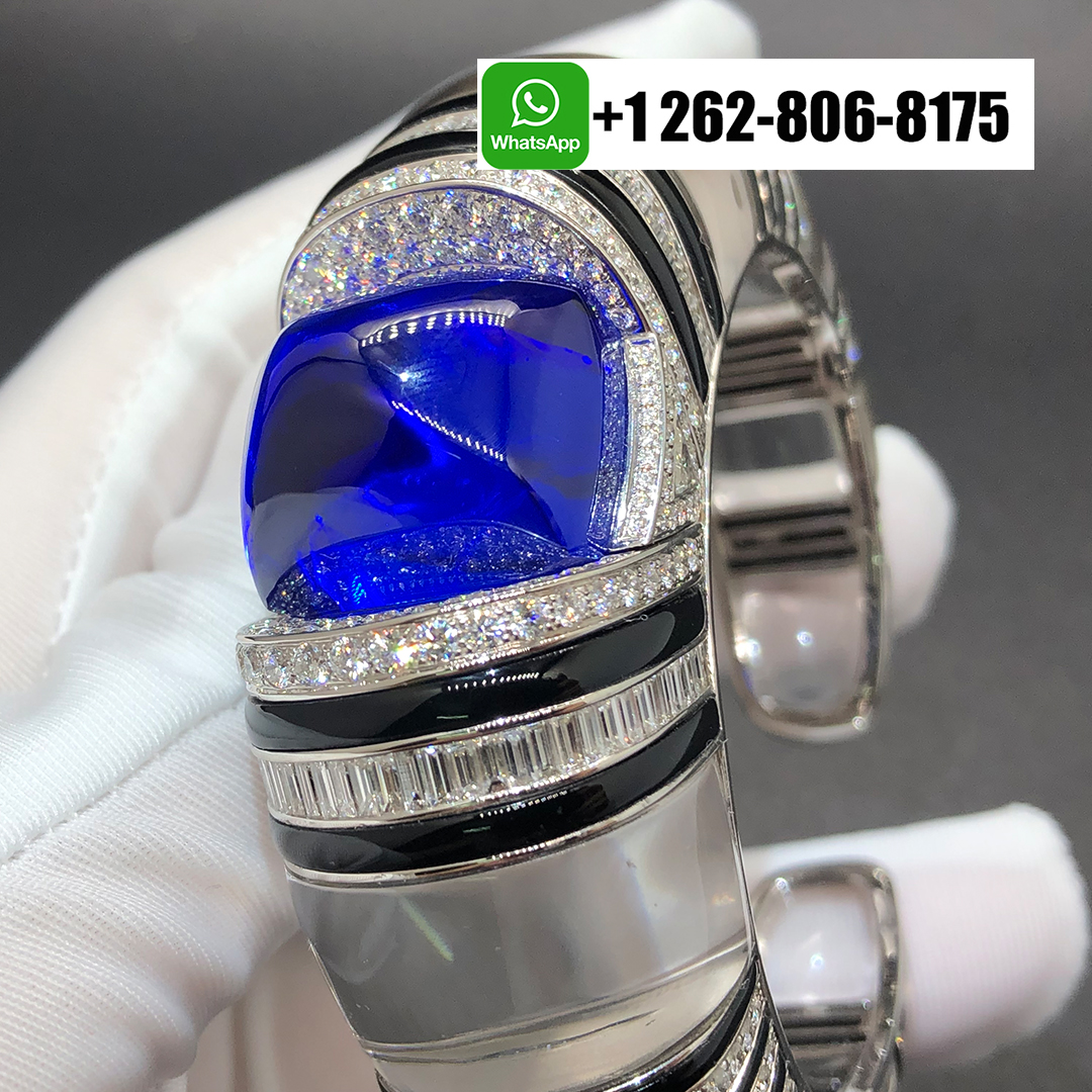 Cartier 18k White Gold Diamonds Tanzanite Rock Crystal Onyx High Jewellery Bracelet HP601226