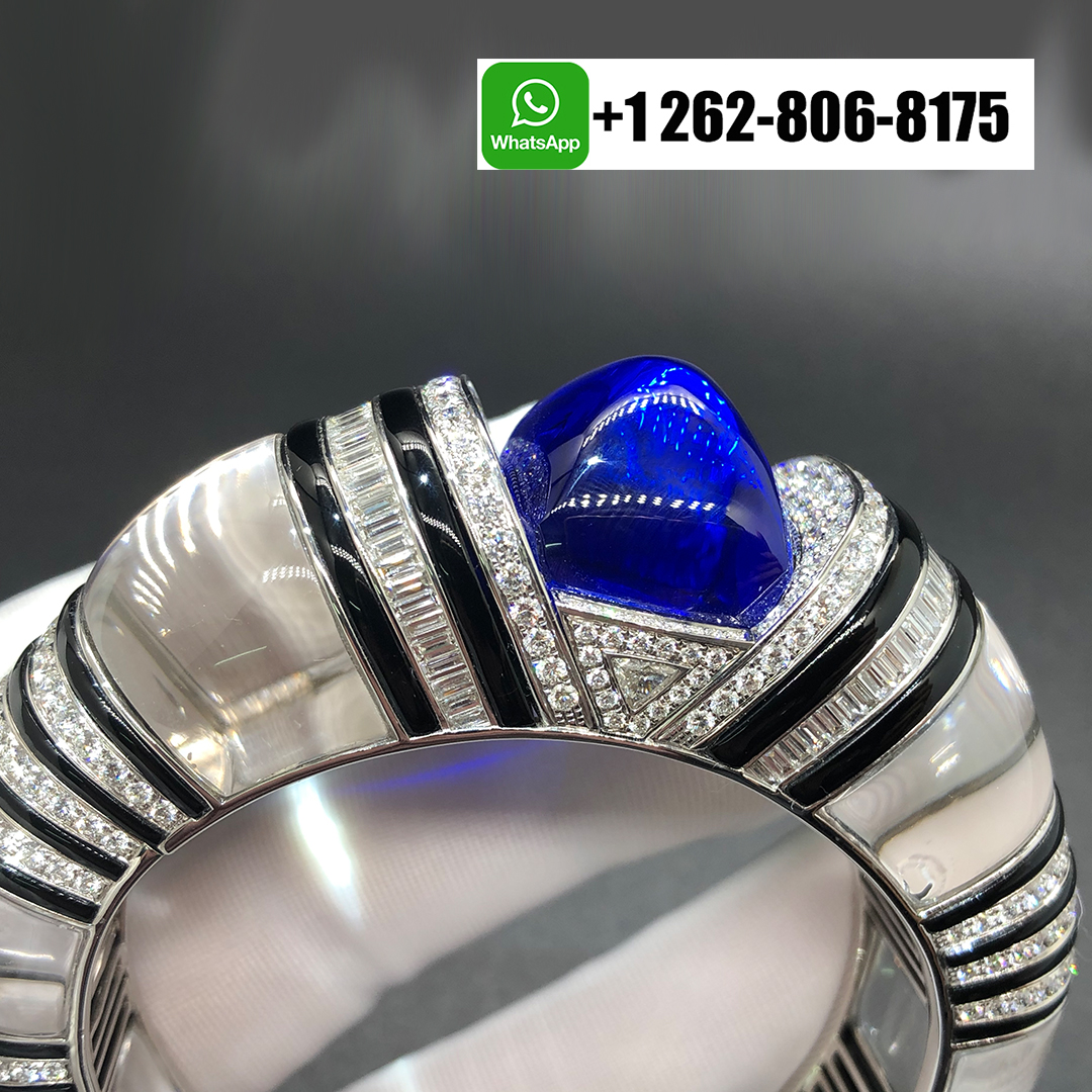 Cartier 18k White Gold Diamonds Tanzanite Rock Crystal Onyx High Jewellery Bracelet HP601226