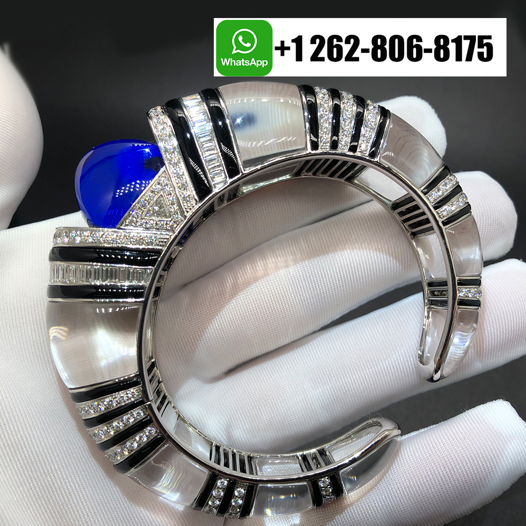 Cartier 18k White Gold Diamonds Tanzanite Rock Crystal Onyx High Jewellery Bracelet HP601226