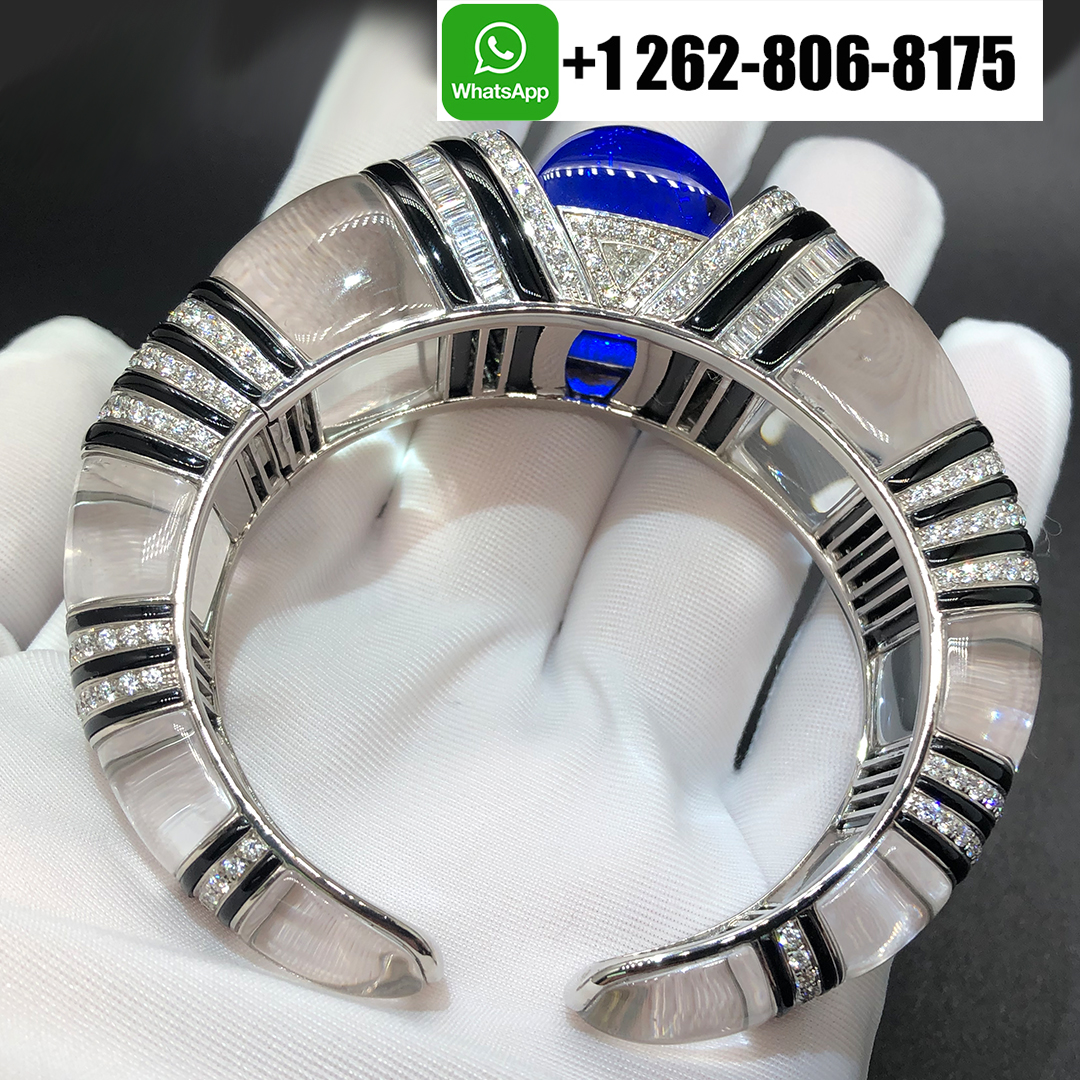 Cartier 18k White Gold Diamonds Tanzanite Rock Crystal Onyx High Jewellery Bracelet HP601226