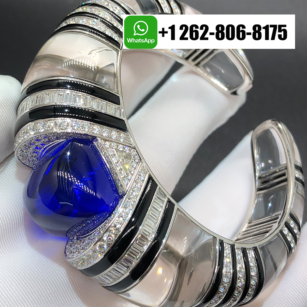 Cartier 18k White Gold Diamonds Tanzanite Rock Crystal Onyx High Jewellery Bracelet HP601226