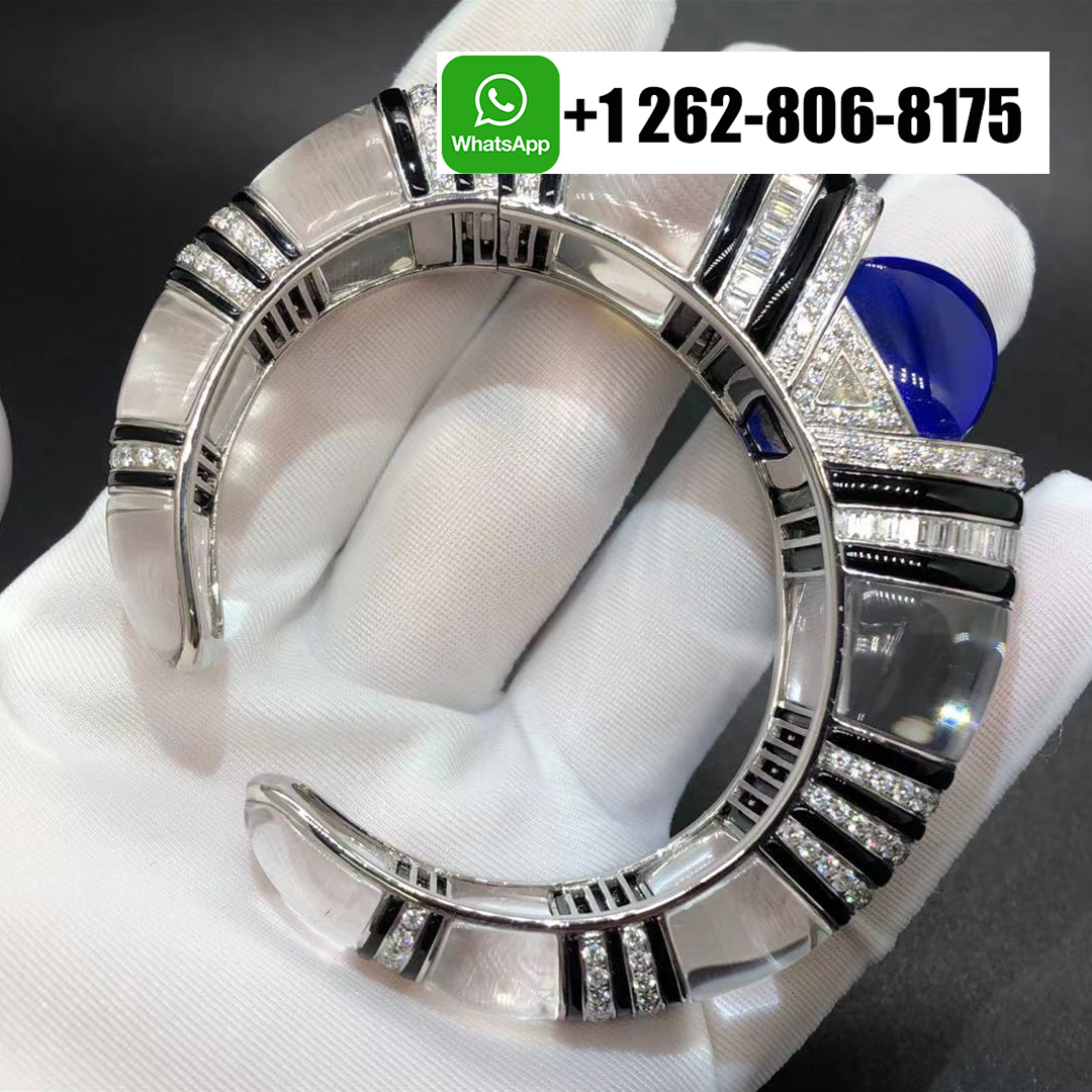Cartier 18k White Gold Diamonds Tanzanite Rock Crystal Onyx High Jewellery Bracelet HP601226