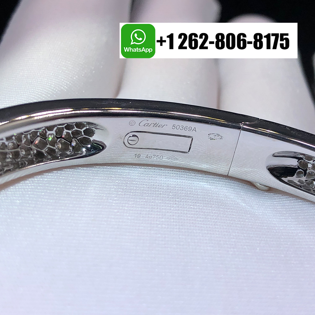 Cartier 18k White Gold Full Pave Diamond Emeralds Onyx Panthere De Cartier Bracelet N6722417