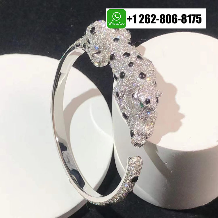 Cartier 18k White Gold Full Pave Diamond Panthere de Cartier High Jewelry Bracelet H6019717