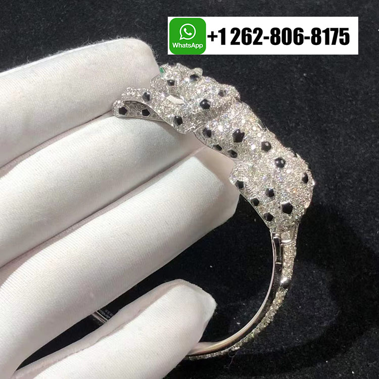 Cartier 18k White Gold Full Pave Diamond Panthere de Cartier High Jewelry Bracelet H6019717