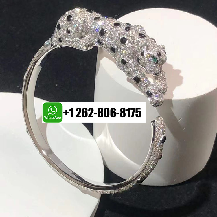 Cartier 18k White Gold Full Pave Diamond Panthere de Cartier High Jewelry Bracelet H6019717