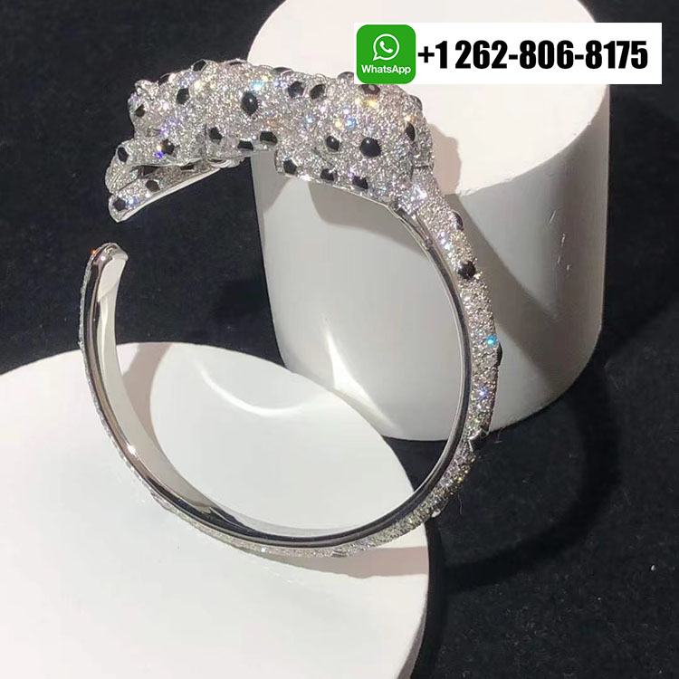 Cartier 18k White Gold Full Pave Diamond Panthere de Cartier High Jewelry Bracelet H6019717