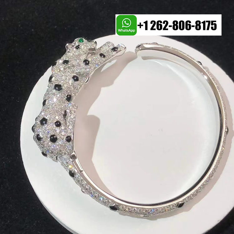 Cartier 18k White Gold Full Pave Diamond Panthere de Cartier High Jewelry Bracelet H6019717