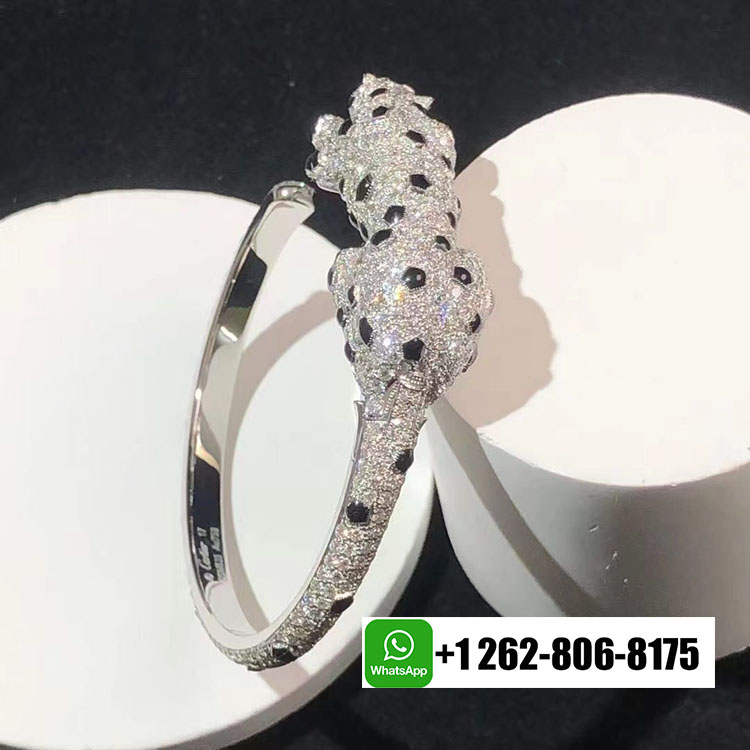 Cartier 18k White Gold Full Pave Diamond Panthere de Cartier High Jewelry Bracelet H6019717