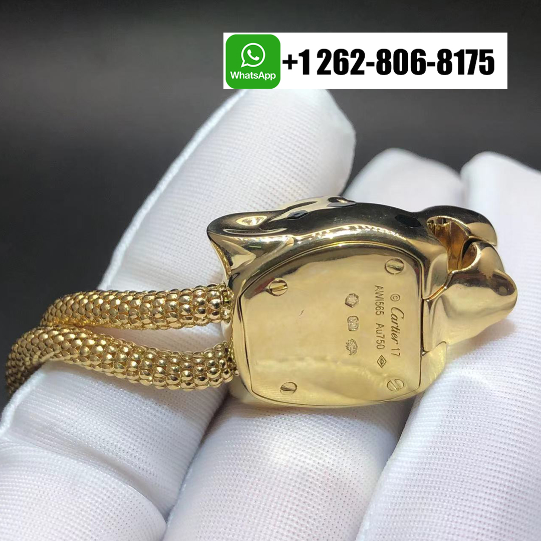 Cartier Black Lacquer Diamond Chain Panthere de Cartier Bracelet in 18k Yellow Gold N6700517