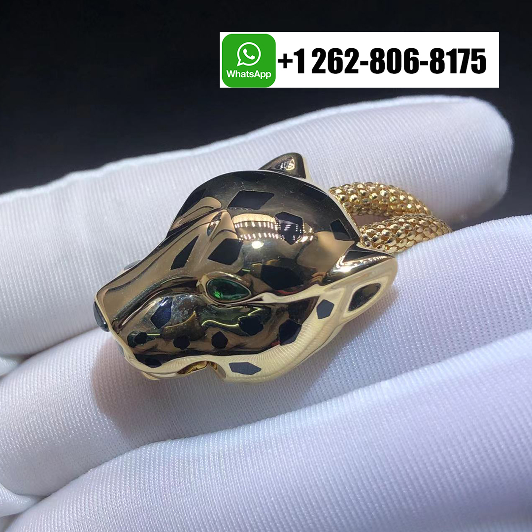 Cartier Black Lacquer Diamond Chain Panthere de Cartier Bracelet in 18k Yellow Gold N6700517