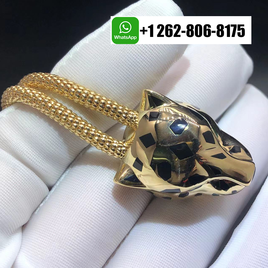 Cartier Black Lacquer Diamond Chain Panthere de Cartier Bracelet in 18k Yellow Gold N6700517