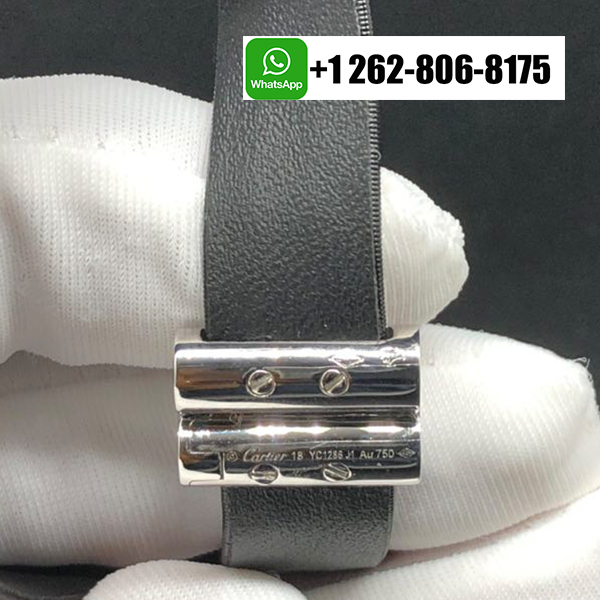 Cartier Black Toile de Moire Panthere De Cartier 18K White Gold Pave Diamond High Jewelry Bracelet H6001017