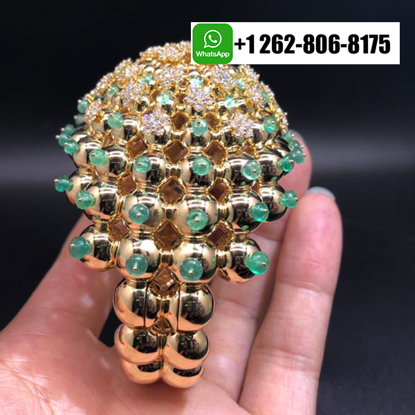 Cartier Cactus de Cartier Diamonds Emerald Beads High Jewelry Bracelet in 18k Yellow Gold H6015317