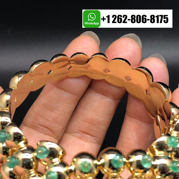 Cartier Cactus de Cartier Diamonds Emerald Beads High Jewelry Bracelet in 18k Yellow Gold H6015317
