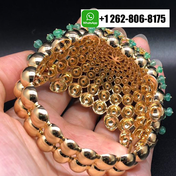 Cartier Cactus de Cartier Diamonds Emerald Beads High Jewelry Bracelet in 18k Yellow Gold H6015317