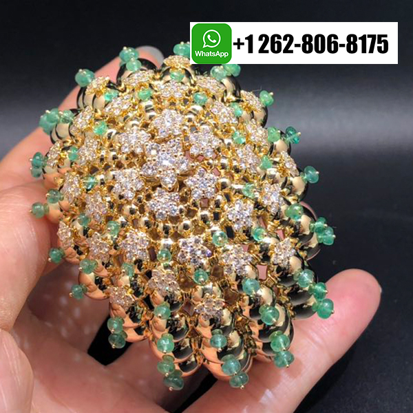 Cartier Cactus de Cartier Diamonds Emerald Beads High Jewelry Bracelet in 18k Yellow Gold H6015317
