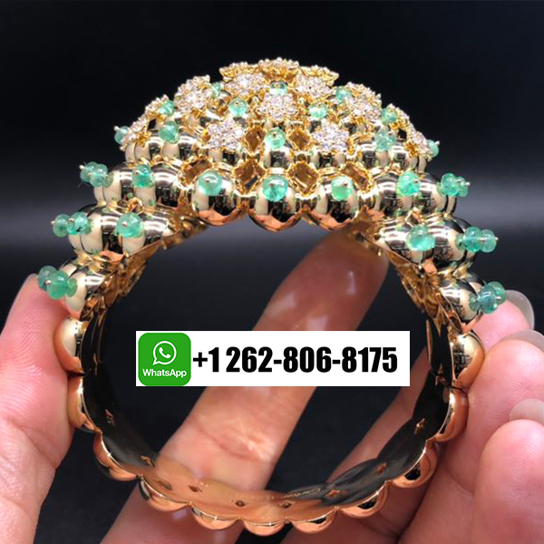 Cartier Cactus de Cartier Diamonds Emerald Beads High Jewelry Bracelet in 18k Yellow Gold H6015317