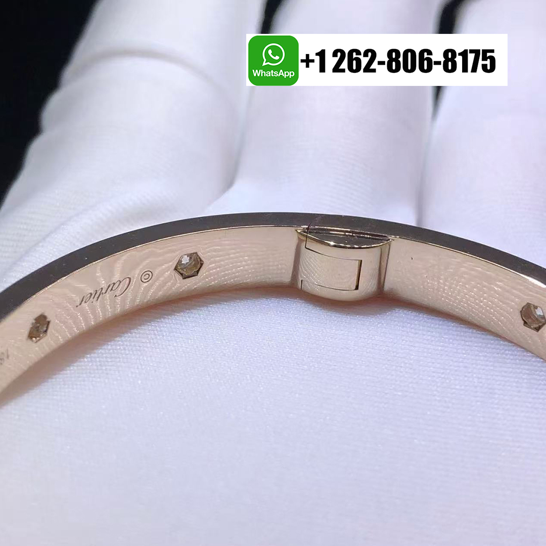 Cartier Classic Model Full Diamond Paved 10 Diamonds LOVE Bracelet 18k Rose Gold
