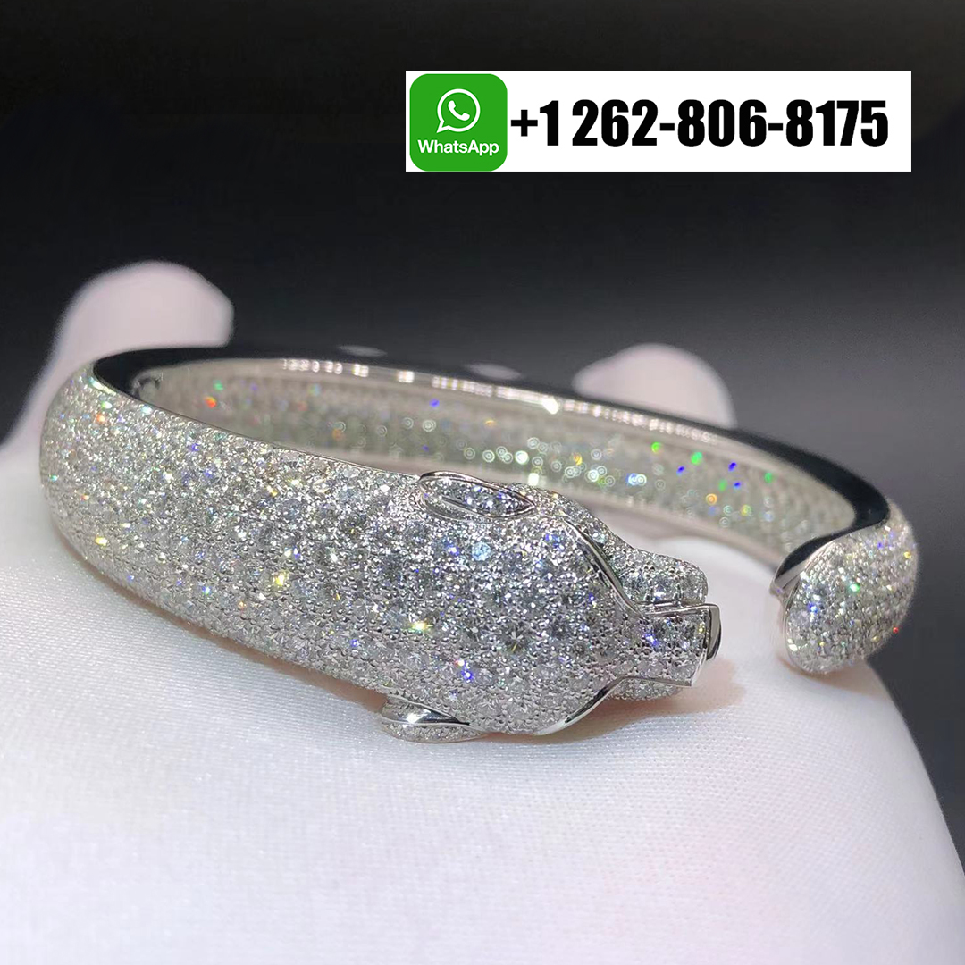 Cartier Full Pave Diamond 18k White Gold Panthère de Cartier High Jewelry Bracelet H6007417