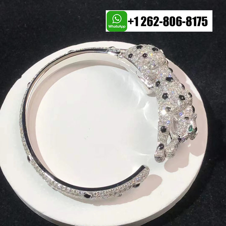 Cartier 18k White Gold Full Pave Diamond Panthere de Cartier High Jewelry Bracelet H6019717