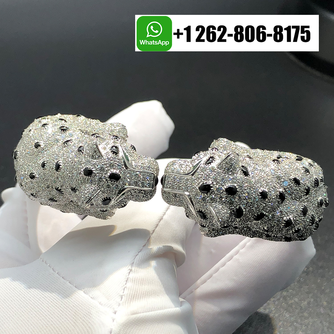 Cartier Full Pave Diamonds Onyx Panthere de Cartier Double Panther Platinum Bracelet