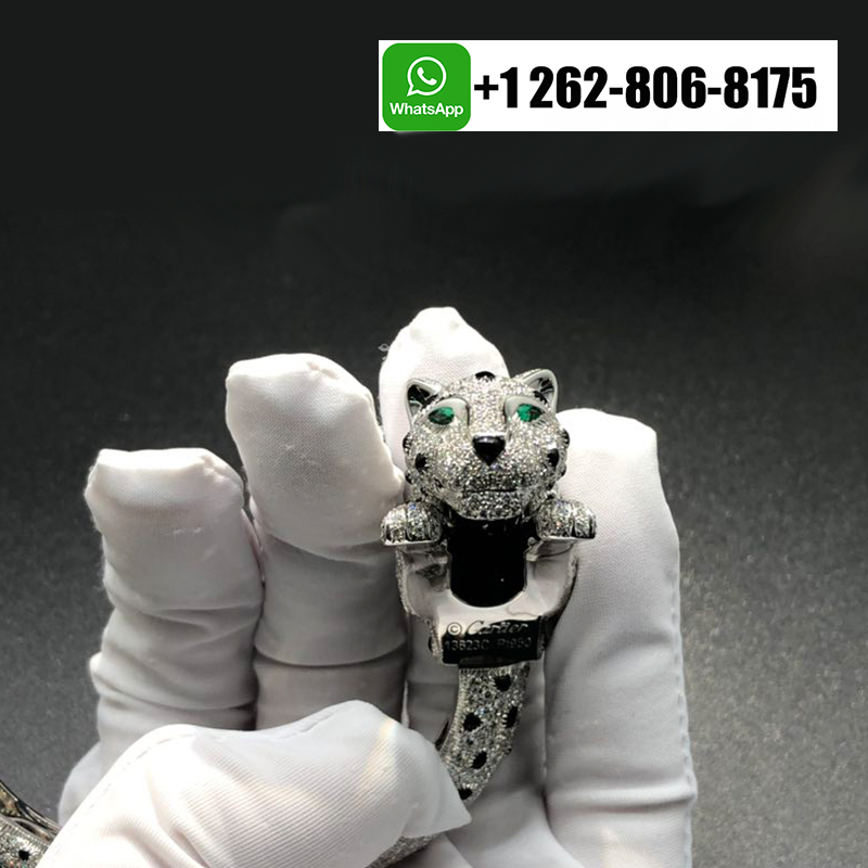 Cartier Full Pave Diamonds Onyx Panthere de Cartier Double Panther Platinum Bracelet